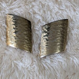 Vintage 80's Hammered Gold-Tone Pierced Earrings